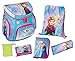 Produktbild Scooli FRZH8252AZ - Schulranzen mit Schüleretui, Schuhbeutel, Schlamperetui, Brustbeutel und Regenschutzhülle, leicht, ergonomisch, Disney Frozen mit Anna, Elsa und Olaf, 6 teilig