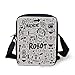 Produktbild Robot,Futuristic Space Doodle Style Androids Sci Fi Pattern Fantasy Machine Art Print,Grey Light Grey Print Kids Crossbody Messenger Bag Purse