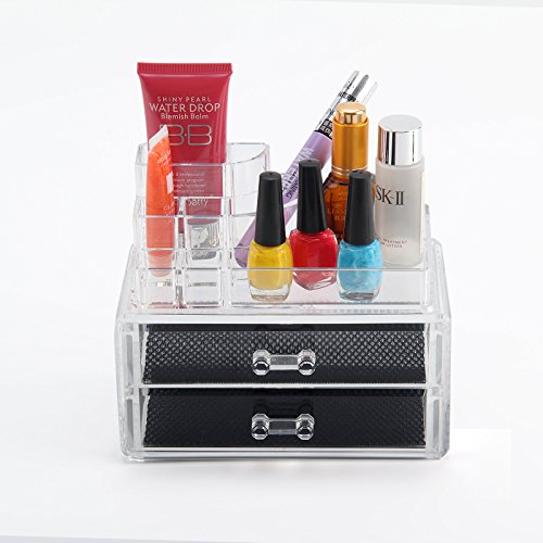 MultiWare Make Up Box Transparent Cosmetic Organizer Acrylic 2 Drawer Style A