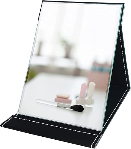 Ymemok Foldable Desktop Vanity Mirror - Portable Makeup Mirror With Adjustable Stand
