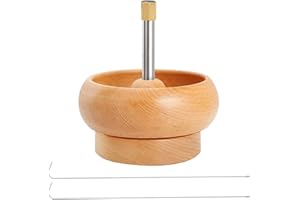 HOVCEH Wooden Bead Spinner Bowl. Clay Bead Spinner Wooden, Bead Spinner Cheap Wooden with Two Needles, Wooden Bead Holder, Bead Spinner Bowl for DIY Jewelry Making Waist Bracelets Crafting