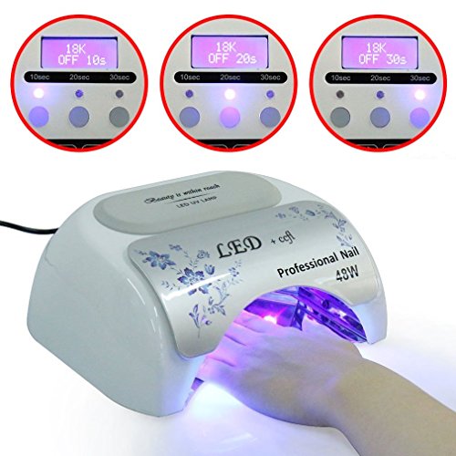 Elite99 48W Pro CCFL & LED UV Nail Dryer Professional Nail Curing Light Machine Suitable for Home or Salon Use. Works with All Leading Brand of UV LED Gel Nail Polish. 3 Timers Presets (10, 20, 30 seconds) + Removable Magnetic Tray + LCD Display