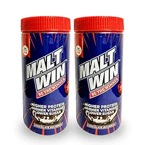 Maltwin Nutrition Health Drink for kids - 100% Malted Barley, Higher Protein, Active Immuno-Nutrients for Growth & Immunity, Chocolate Bourbon, 2 x 250g Jar