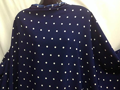 L/M Weight Drapey Polyester Navy/White Polka Dot Print Fabric