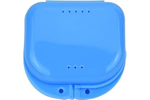 WATAWATA Denture Box Retainer Case Denture Storage Bath Box Denture Holder Box Cleaning Box Lightweight and Portable Cleaning Box with Filter (S, Blue)