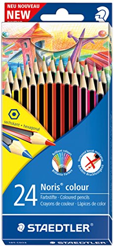 Staedtler 185 CD24 Farbstift, Stifte aus Wopex, Sechskantform, Kartonetui mit 24 ST Noris Colour Farbstiften