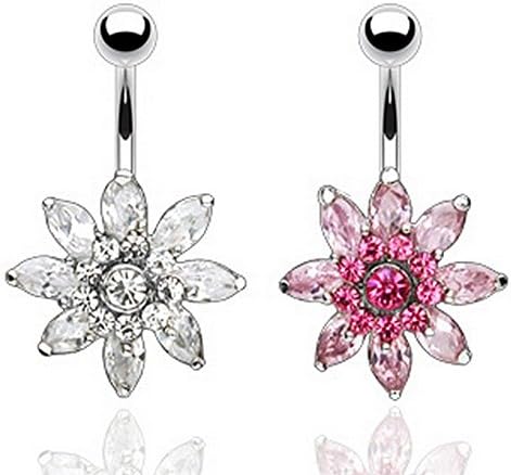 Set of 2 Navel Piercing Crystal Etoile Flower Andalouse