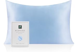 RUIPTSKE Poszewka na poduszkę z naturalnego jedwabiu, hipoalergiczna, 22momme, 100% jedwab, 600 przędzy, z ukrytym zamkiem błyskawicznym (jasnoniebieska, 50 x 66 cm)
