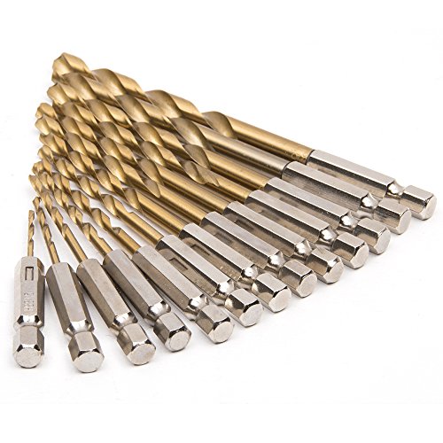 Fortag 13 tlg HSS Spiralbohrer Set mit Sechskantschaft Satz Bohrersatz Holz Holzbohrer Micro Bohrer Bithalter Drill Bit 1.5-6.5mm - 3