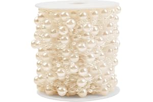 KONAMO 30 m Kunstperlenkette, Perlenkette, Perlenkette, Girlande, Kette für Hochzeit, Party, Schmuckherstellung, Beige