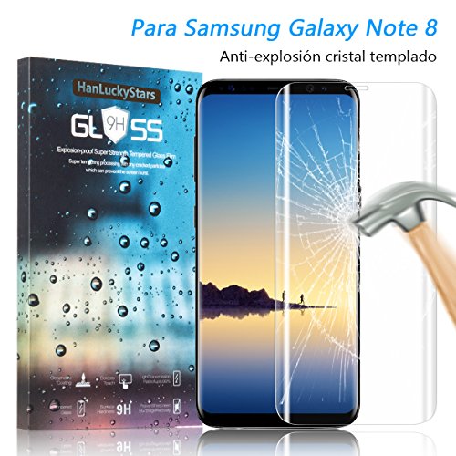 Samsung Galaxy Note 8 Protector de Pantalla  HanLuckyStars Cristal Templado Samsung Note 8 Vidrio Templado para Galaxy Note 8 con  3D Cobertura Completa   9H Dureza   Alta Definici  n   Sin Burbujas   6 3 Pulgadas 
