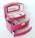 Produktbild JI-DISPLAY Schmuckkasten Schmuckschatulle Schmuckkoffer Schmuckkästchen Beautykoffer Kosmetikkoffer CG Pink-h Geschenk NEU