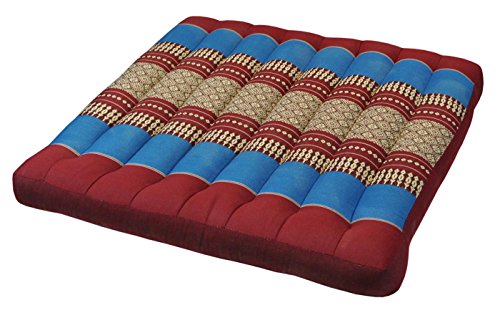 Kapok Thaikissen, Yogakissen, Massagekissen, Kopfkissen, Tantrakissen, Sitzkissen - rot/blau (Sitzkissen 50x50x7 - 81219)