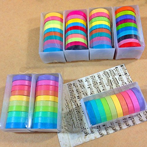 Wishwin 10pcs Regenbogen Washi Klebeband klebrig Papier Masking Scrapbook-Dekor-Tape - 3