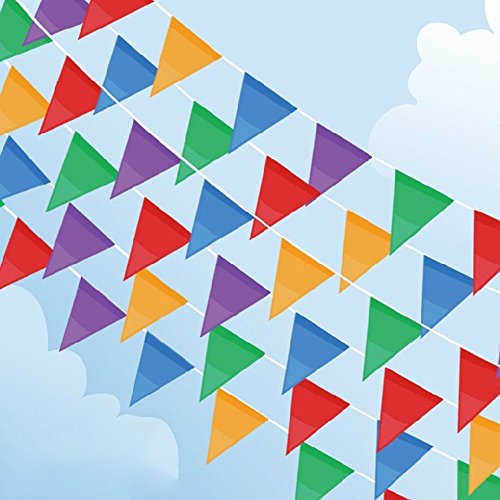 TININNA 100 Stk Bunte Farbenfroh Wimpelkette Girlande Bunting Wimpeln Wimpelgirlande Gartenparty für Draußen 1 Stück - 4