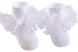 Snegyu Girls Frilly Socks Kids Princess Ruffle Ankle Socks with Big Double Lace for Dance Shows Party & Performance 0-12 Years