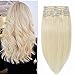 10"-22" 70g-110g Clip in 100% Remy Human Hair Extensions Blonde Full Head Real Straight 8 Pieces Standard Weft (10"-70g, #60 Platinum Blonde)