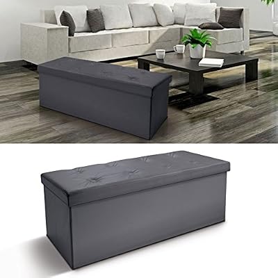 ProBache - Banc coffre rangement PVC gris 76x38x38 cm pliable