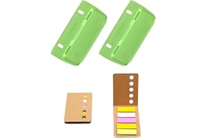TPZORJX 2 Stück Taschenlocher mit 2 Stück Haftnotizen, Mini-Taschenlocher für Etikettenbindung, Aktenlocher, Locher für Schule, Büro und Zuhause (Grün)