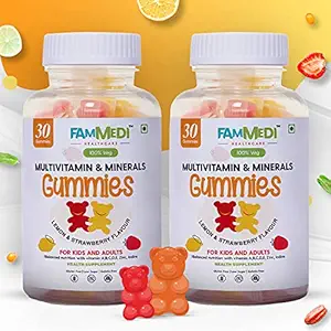 Fammedi Multivitamin Gummies For Immunity, Energy, Clear Skin And Digestion - With Superfoods, Antioxidants, Minerals, And Probiotics For Men Women And Children (Pack of 2)