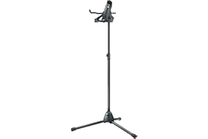 K&M 19775 Tablet-PC-Stativ Schwarz, Biobased Kunststoff - neigbare, klappbare Halterung für gängige Marken - Dreifuß