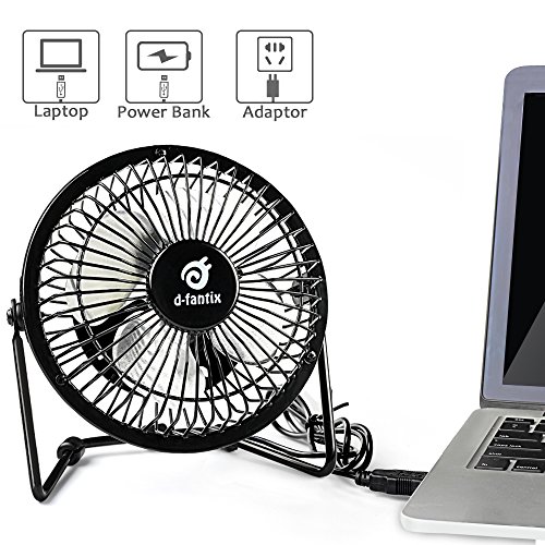D-FantiX Mini Schreibtisch Ventilatoren, Retro Antique Metal Tisch Lüfter USB Powered Kleine Personal Fan für Haus, Büro, Schwarz (4 ZOLL) - 2