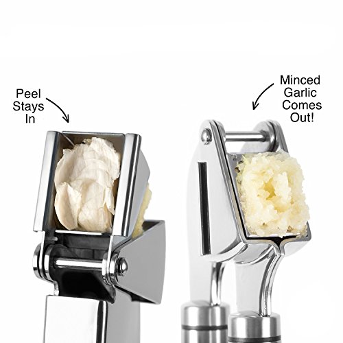 RcGoods Premium Edelstahl Knoblauchpresse & Schäler Set ● Zerpresst Knoblauchzehen & Ingwer mit Leichtigkeit ● Qualitativ hochwertige Knoblauch Presse ● Hergestellt aus robustem 18/10 Edelstahl - 5