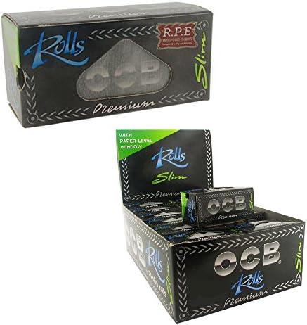 OCB Premium Slim Rolling Paper Rolls - 44mm Slim Width Rolls Tear to Size - OCB Black Premium (3 Packs)