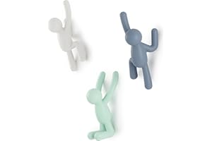 Umbra Buddy Ganchos de pared, juego de 3, Multicolor, 7.6 x 16.5 x 7.6 cm