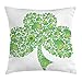 Produktbild Shamrock Throw Pillow Cushion Cover, Irish Saint Patrick's Day Pattern with Spring Season Celtic Charm Design, Decorative Square Accent Pillow Case, 18 X 18 inches, Green and White