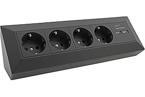 CHILITEC 4-fach Steckdosenblock + 2x USB schwarz 250V~/ 16A