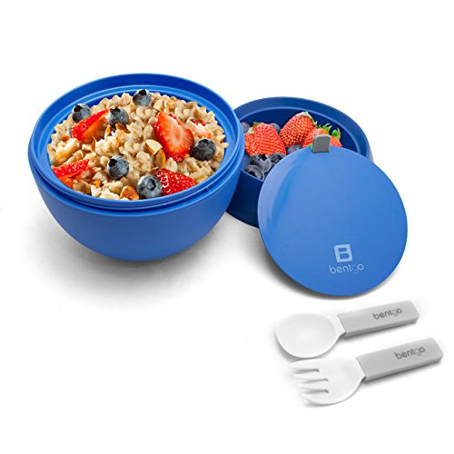 Bentgo Bowl - Schale mit Isolierfunktion und Besteck |Thermobehälter für Essen | Lunchbox | Bento Box (Blau)