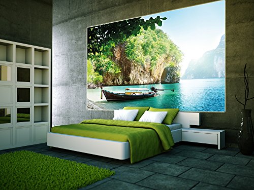 Poster Fischer-Boot in tropischer Bucht Wandbild Dekoration Urlaub Reisen Strand Paradies Bay Natur Insel Meer Travel Beach | Wandposter Fotoposter Wanddeko Wandgestaltung by GREAT ART (140 x 100 cm) - 7