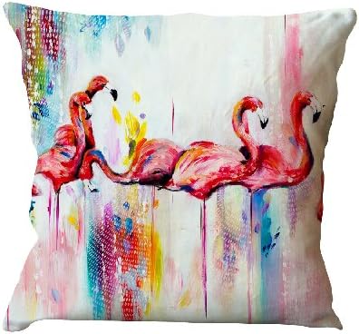 Home Decor Swan Print Chair Cushion Covers Soft Cotton Linen Pillow Case Cushion Cover Pillow Cases For Sofa, Car, Bedroom Decor 16x16 inch By Handmade Exports (Pillow Cover With Insert)