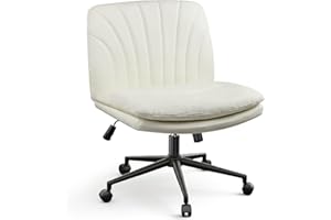 Naspaluro Office Chair without Armrests, Desk Chair with PU Leather, Reading Chair with Wider Cushion for Sitting in Tailored Seat, Rocker Function, Height Adjustable, 360° Swivel Chair for Home,