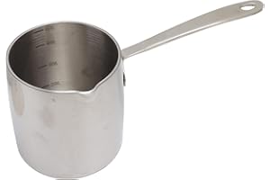 BUACHOIS Pot à Chauffe-beurre, 450ML Petite Casserole à Sauce, Pot à Lait en Acier Inoxydable à Fond Plat, Marmite à Beurre avec Poignée, Mini Casserole Chauffe-café pour Faire Fondre le Chocolat (450ML)