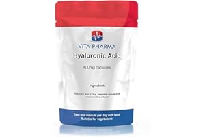 HYALURONIC Acid (HIGH Strength) 400MG, 30 Capsules, 1 Month Supply, by VITA PHARMA, Vegetarian, Produced and Packed HERE in The UK