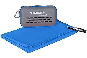 4Monster Microfibre Travel Towel - Quick Dry, Lightweight, Ultra Soft, Super Absorbent Compact Camping Towel for Sports, Gym, Beach, Camping, Yoga, Swimming, Hiking