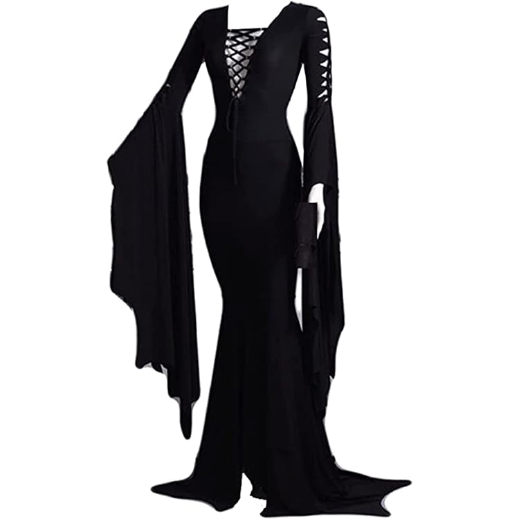 Keaiyouhuo Fille Halloween Enfants Costume Noir Princesse Costume Cosplay Party Set Avec Ceinture Perruque Chaussettes 4-14Y