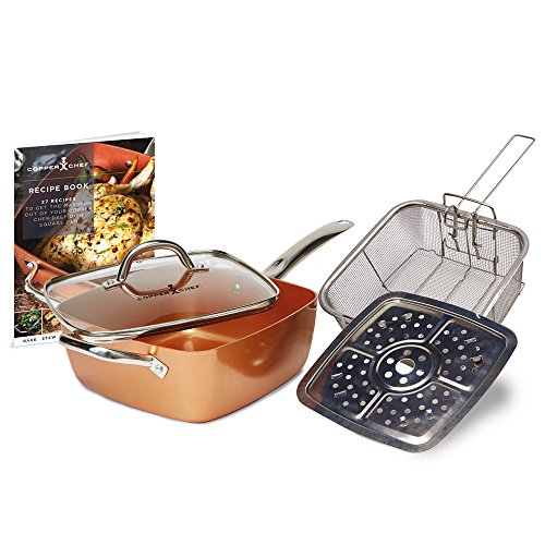 Copper Chef (5 piece) Non-Stick 9.5” Large Deep Sided Square Pan Kit (As seen on High Street TV)