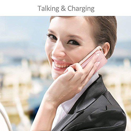 Luxtude Ultra Mince l  g  re Batterie Externe de Secours 5000mAh Lightning C  ble Int  gr   Charge Rapide en Alliage d Aluminium Power Bank iphone 5 6 7 8 6S Plus X iOS  Or Rose 