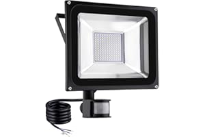 wowspeed 100W LED Foco Exterior con Sensor Movimiento, 10000LM 3000K Blanco cálido IP65 Impermeable Super Brillante Proyector led Exterior utilizado en Garaje, Jardín, Entrada