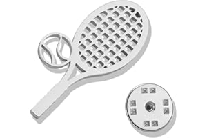 VASSAGO Spilla a forma di racchetta da tennis, in acciaio inox accessorio sportivo per eventi casual e attività all'aperto Misura unica
