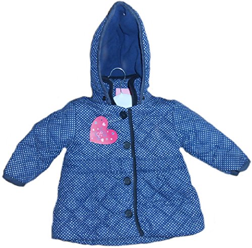 Baby Girls Red or Blue Spot Winter Coat with Hood (6-12 Months, Blue)
