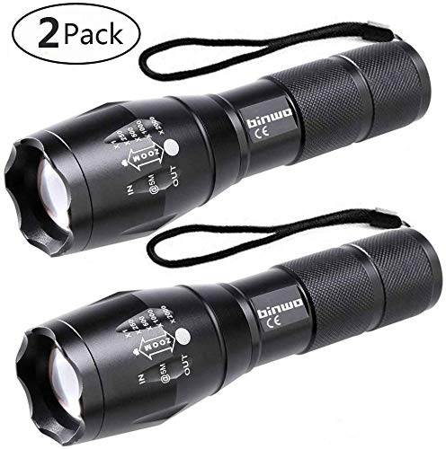 LED Torch, BINWO Super Bright 2000 Lumen Zoomable CREE XML T6 LED Flashlight, 5 Modes, Waterproof Handheld Powerful Tactical Torch Light for Camping & Outdoor Sports (2 Pack), Warranty for 2 Years