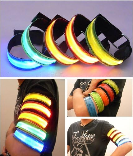 GoldFox Pack of 5 LED Safety Reflective Belt Strap Snap Wrap Arm Band Shine Armband
