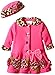 Bonnie Jean Infant Girls Fuchsia Fleece Coat & Hat Leopard Trim 12-18-24 Months (18 months (Fits Child 12-18))