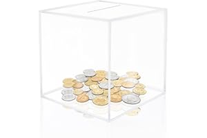 QAZIUY Clear Money box for Adults,Acrylic Money Box Square Piggy Bank Break to Open Piggy Bank Money Saving Box Smash Money Box