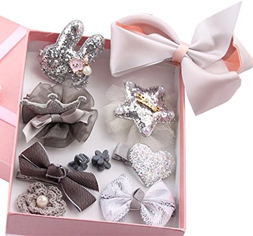 WINWINTOM 10Pcs Kids Infant Hairpin Baby Girl Cartoon animal motifs Hair Clip Set (Gray)
