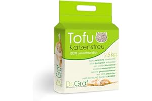 Dr. Graf Tofu Arena para Gatos, 100% Natural, innovadora Arena de grumos, inodora, Completamente Soluble en Agua, Biodegradable, sin Polvo, Extremadamente Absorbente y de Secado rápido (Peso: 2,5 kg)